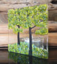 Handmade Fused Glass 'Spring Tree' T-Light Holder - Image 2