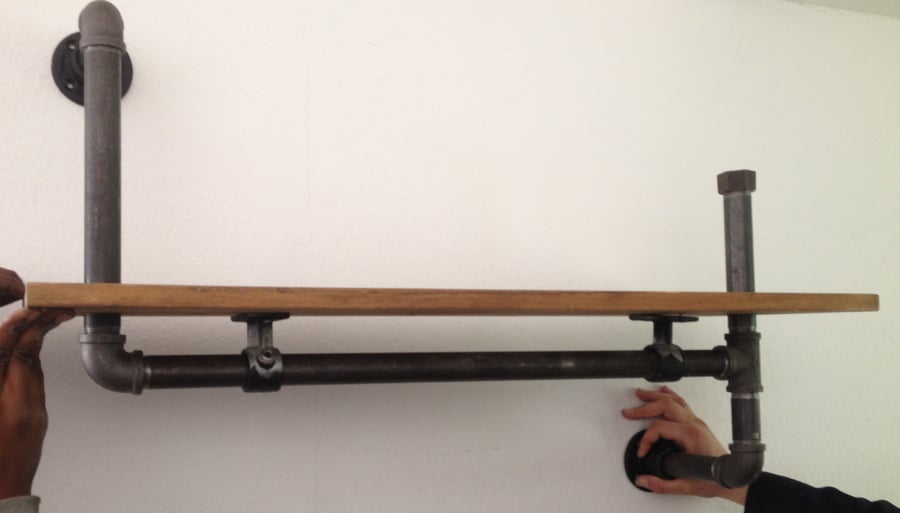 Vintage Industrial Wall Mounted Gas Pipe Shelf