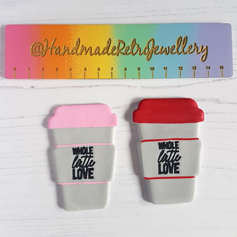 "Whole latte love" hanging decoration OR Magnet, Hand painted