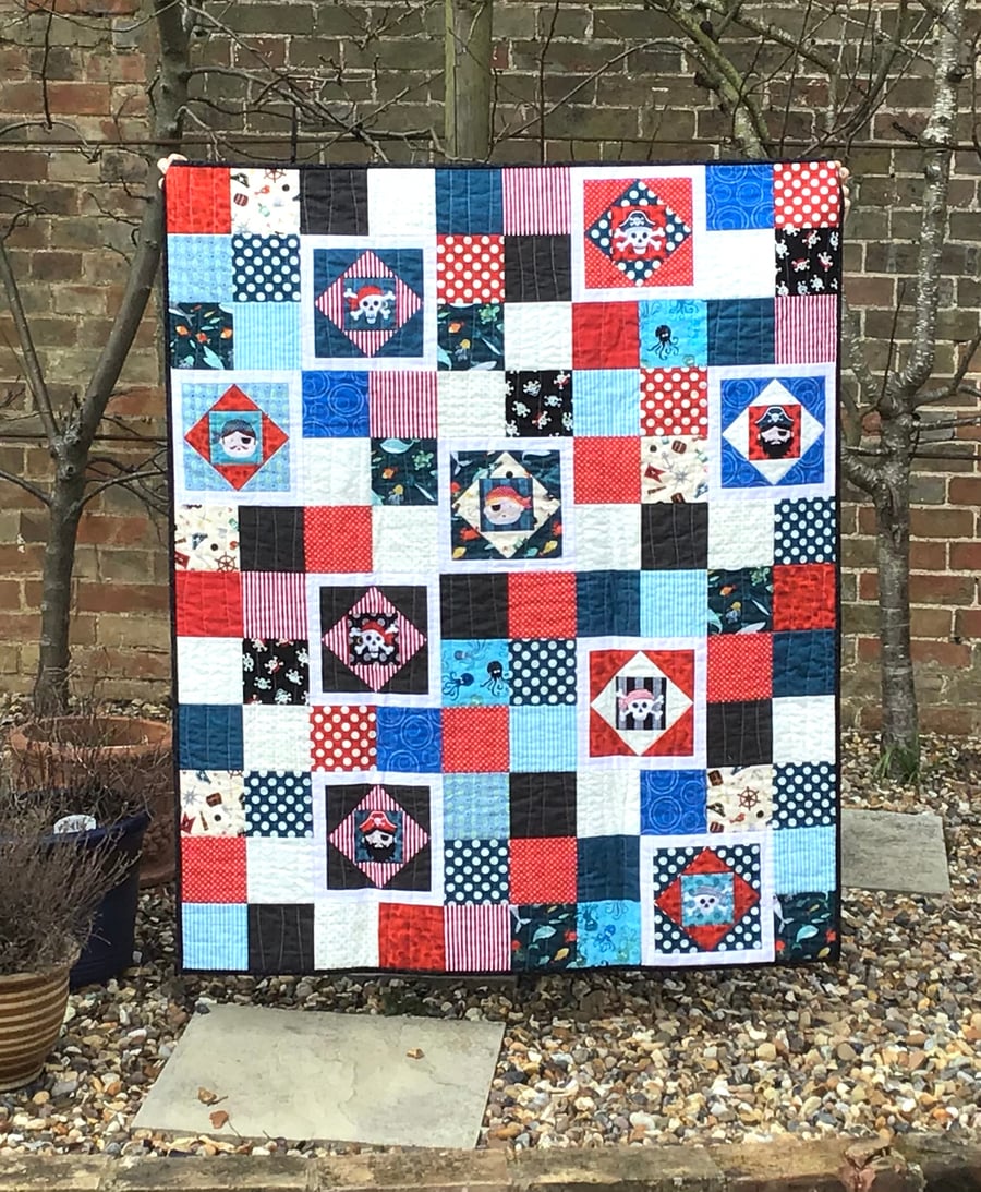 Pirate Quilt - fun patchwork I-Spy baby quilt