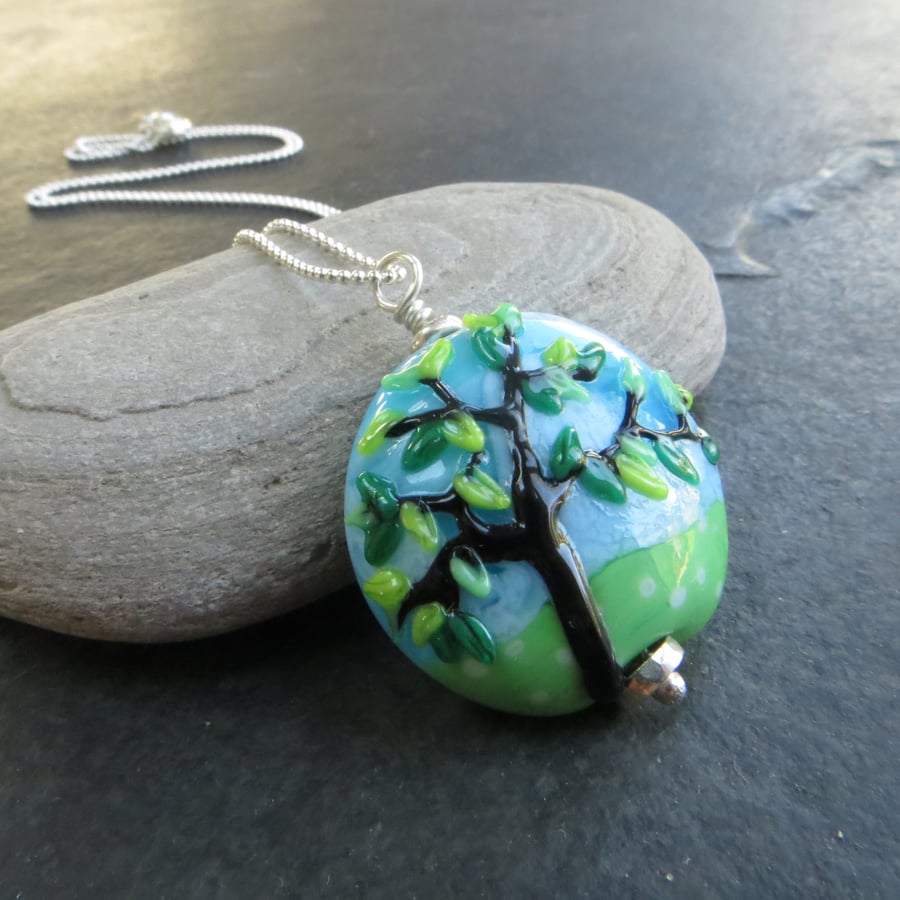Blossom tree pendant, Spring garden necklace, Gift for nature lover