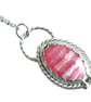 Necklace Silver Rhodochrosite Jewellery Gift Pink Oval Recycled Sterling 925 - Image 1