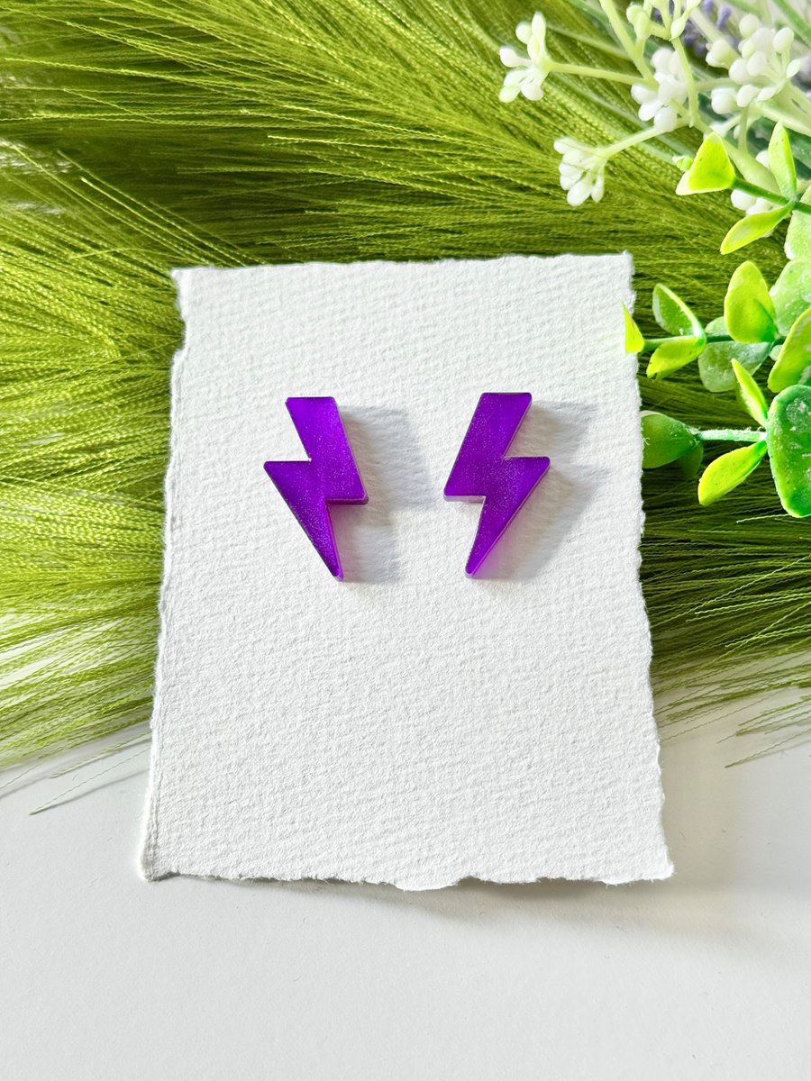Purple Lightning Bolt Earrings