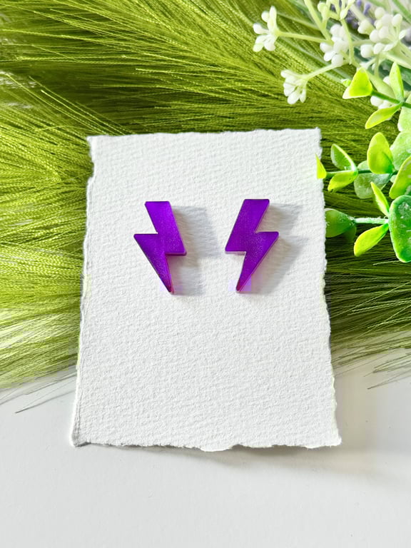 Purple Lightning Bolt Earrings