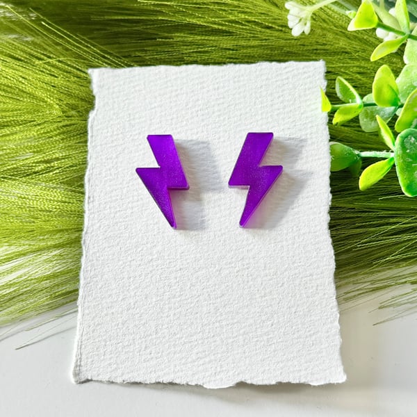 Purple Lightning Bolt Earrings