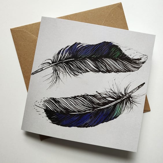 Mallard Feathers Drawing Greetings Card