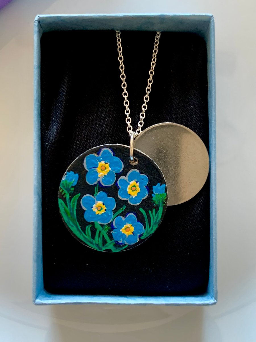 Hand Painted Flower Keepsake Pendant