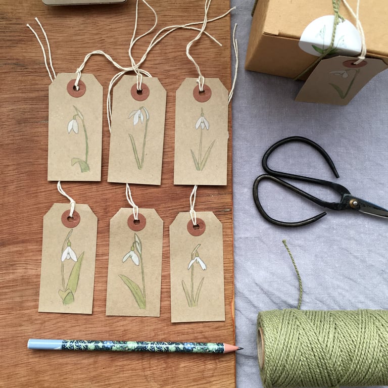 Hand Painted Snowdrop Gift Tags