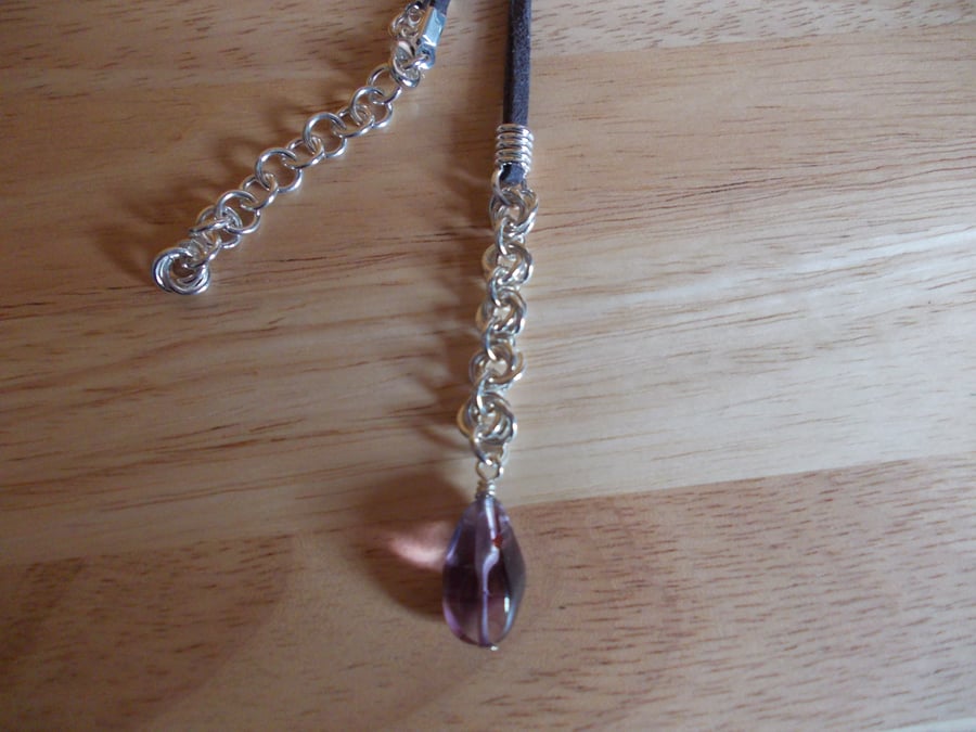 Amethyst chainmaille drop pendant