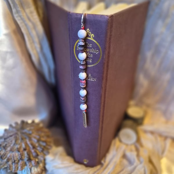 Dusty Rose beaded Bookmark (one of a kind!) 