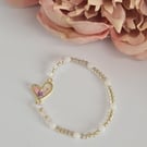 Beaded Bracelet with Resin Charm Real Preserved Flowers Jewellery Gift