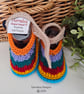 Designer Baby Striped Multicoloured Hand Knitted Shoes  3-6 months size - Image 2