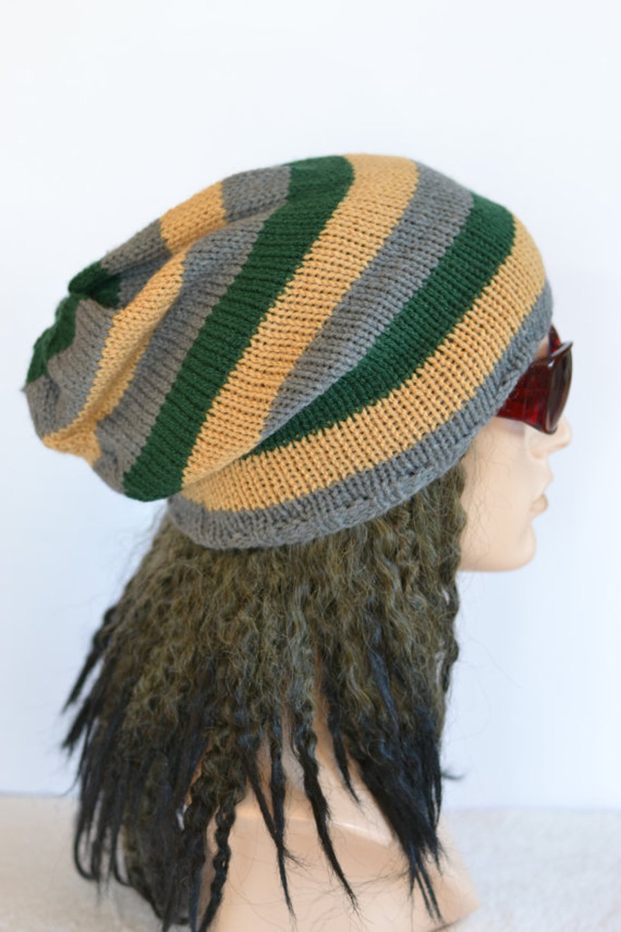 Mens Slouch Hat, Dread Hat, Slouchy Beanie, Tam, Large Size