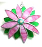 Pink Flower Stained Glass Suncatcher Green Bright - Image 3