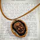 Handmade Hedgehog Wildlife Pendant - Cast in Bronze Resin, Polished Walnut Shell