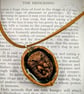 Handmade Hedgehog Wildlife Pendant - Cast in Bronze Resin, Polished Walnut Shell