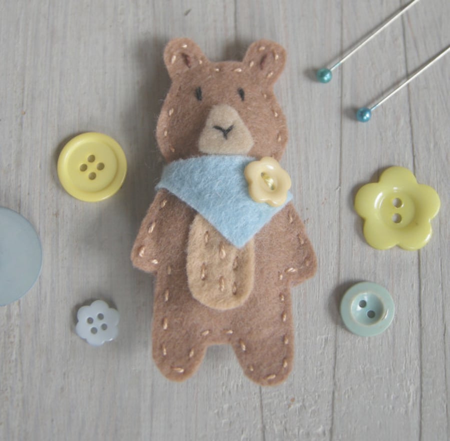 Barney Bear brooch sewing kit