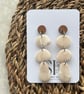Handmade Polymer Clay Earrings with Walnut Studs – Neutral Statement Dangles
