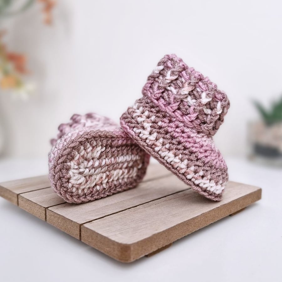 Pink Crochet Baby Booties - Sizes Newborn - 6 Months