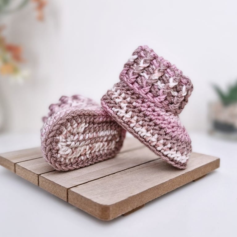 Pink Crochet Baby Booties - Sizes Newborn - 6 Months