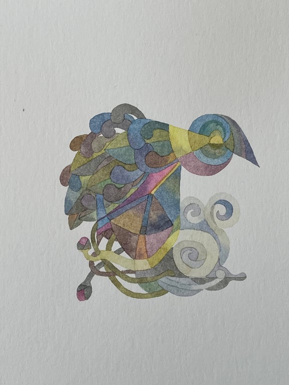 Abstract bird in landscape