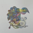 Abstract bird in landscape