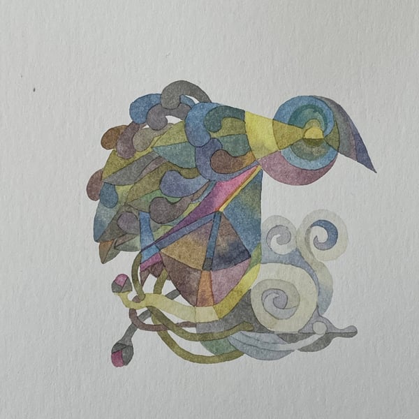 Abstract bird in landscape