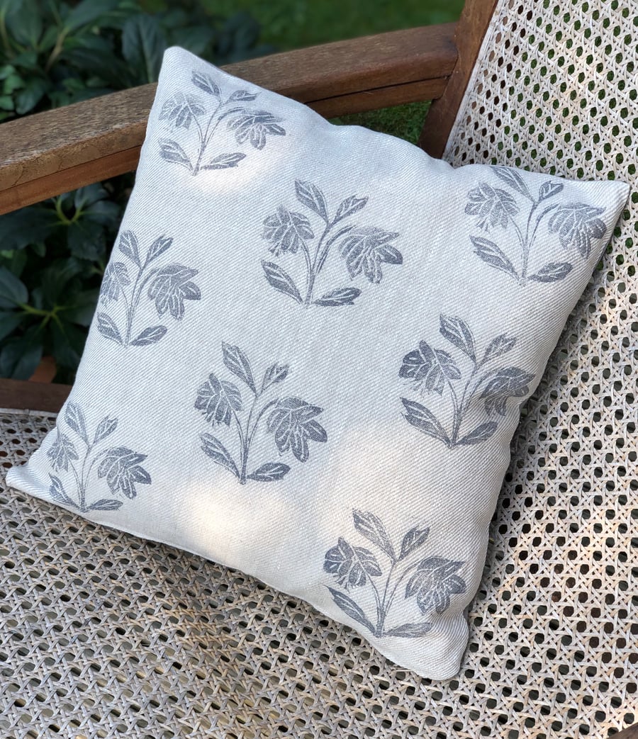 Decorative Hand Printed Cushion- Helebores