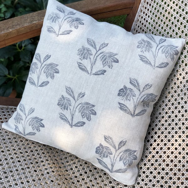 Decorative Hand Printed Cushion- Helebores