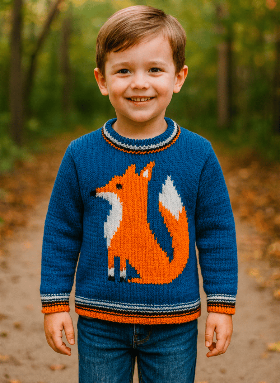 Knitting Pattern for a  Fox on a Sweater.  Digital Pattern