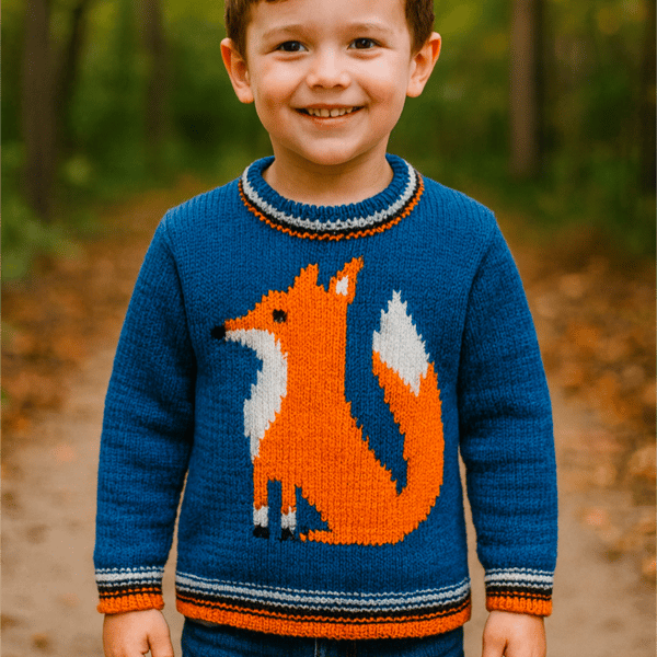 Knitting Pattern for a  Fox on a Sweater.  Digital Pattern