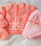 Hand Knitted 3 Piece Dress Pants and Socks Set for a Baby Girl, Baby Shower Gift - Image 1