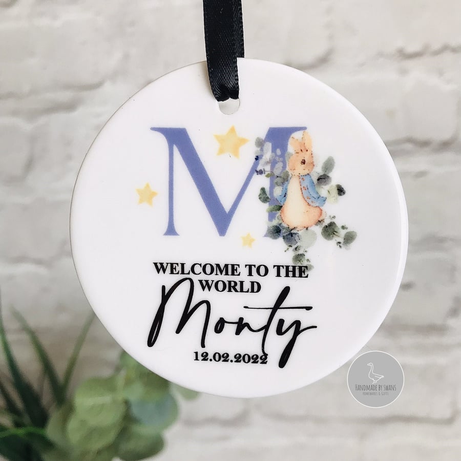 Welcome to the world ceramic ornament, New baby gift, New baby keepsake, 