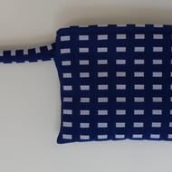 Clutch Bag with Wrist Strap, Blue and White - Folksy