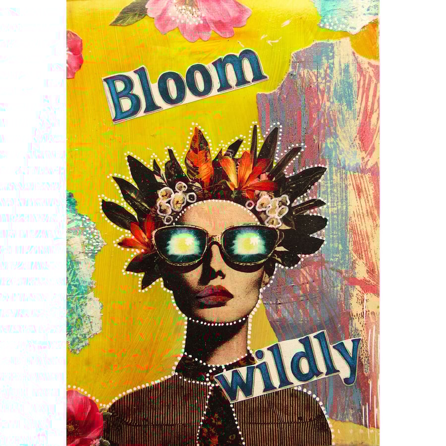 Inspirational Feminist Artwork Mixed Media Painting Colourful Woman Portrait