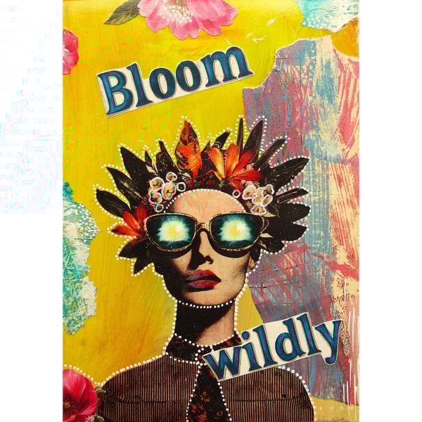 Inspirational Feminist Artwork Mixed Media Painting Colourful Woman Portrait