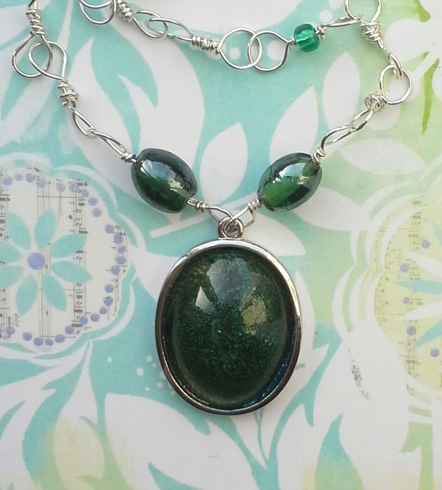 Emerald Green Resin Pendant