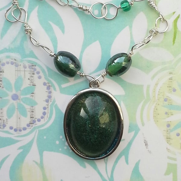 Emerald Green Resin Pendant