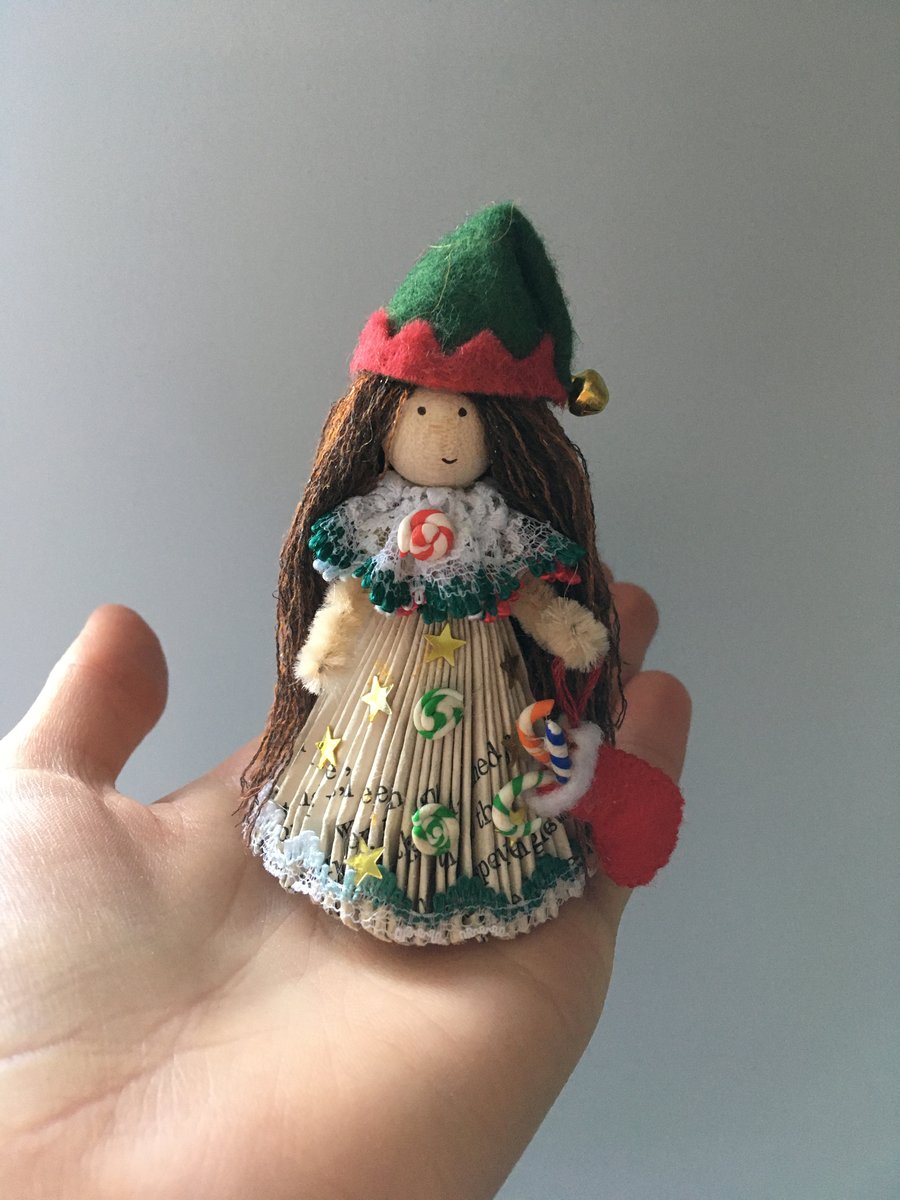 Elf Fairy Doll Christmas Decoration - Folded Book Art 
