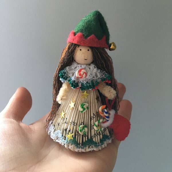Elf Fairy Doll Christmas Decoration - Folded Book Art 