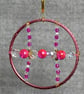 Pink Upcycled Bangle Window Decoration-Suncatcher with Pink and Clear Beads - Image 5