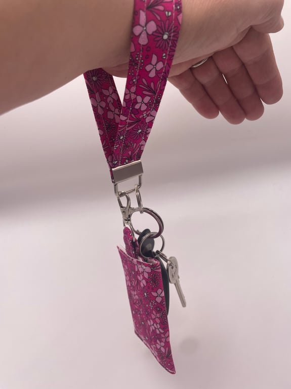 Wristlet KEYCHAINS - RETRO PINK (Silver tone fastening)