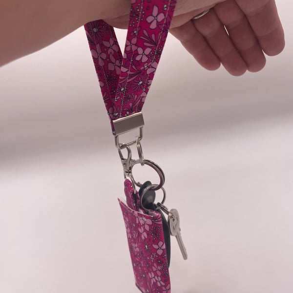 Wristlet KEYCHAINS - RETRO PINK (Silver tone fastening)