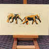 Elephant Chase Limited Edition Hand-Pulled Linocut Art Print 