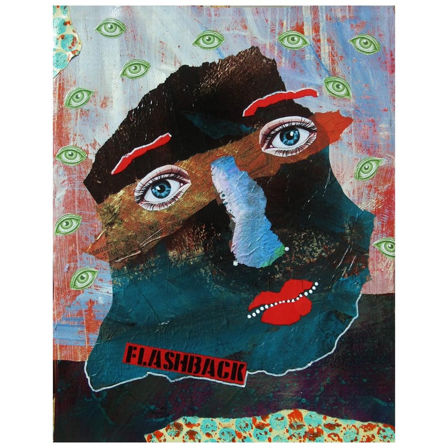 Outsider Art Brut Painting Weird Surreal Portrait Artwork In Mixed Media