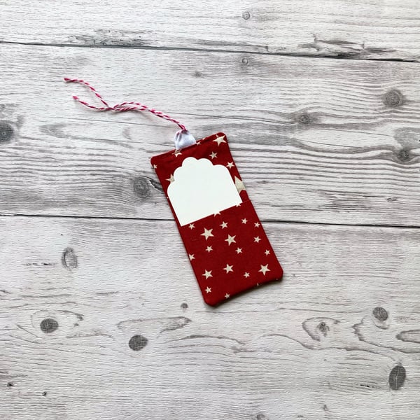 Star themed cotton fabric gift tags with card. Reusable present tags.