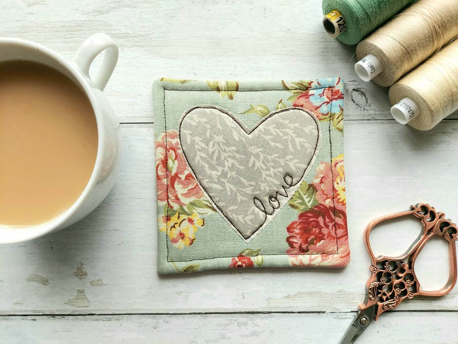 Love Heart Padded Applique Coaster