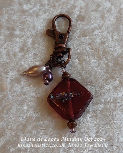 Beaded Copper Keyring Clip.
