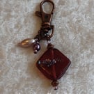 Beaded Copper Keyring Clip.