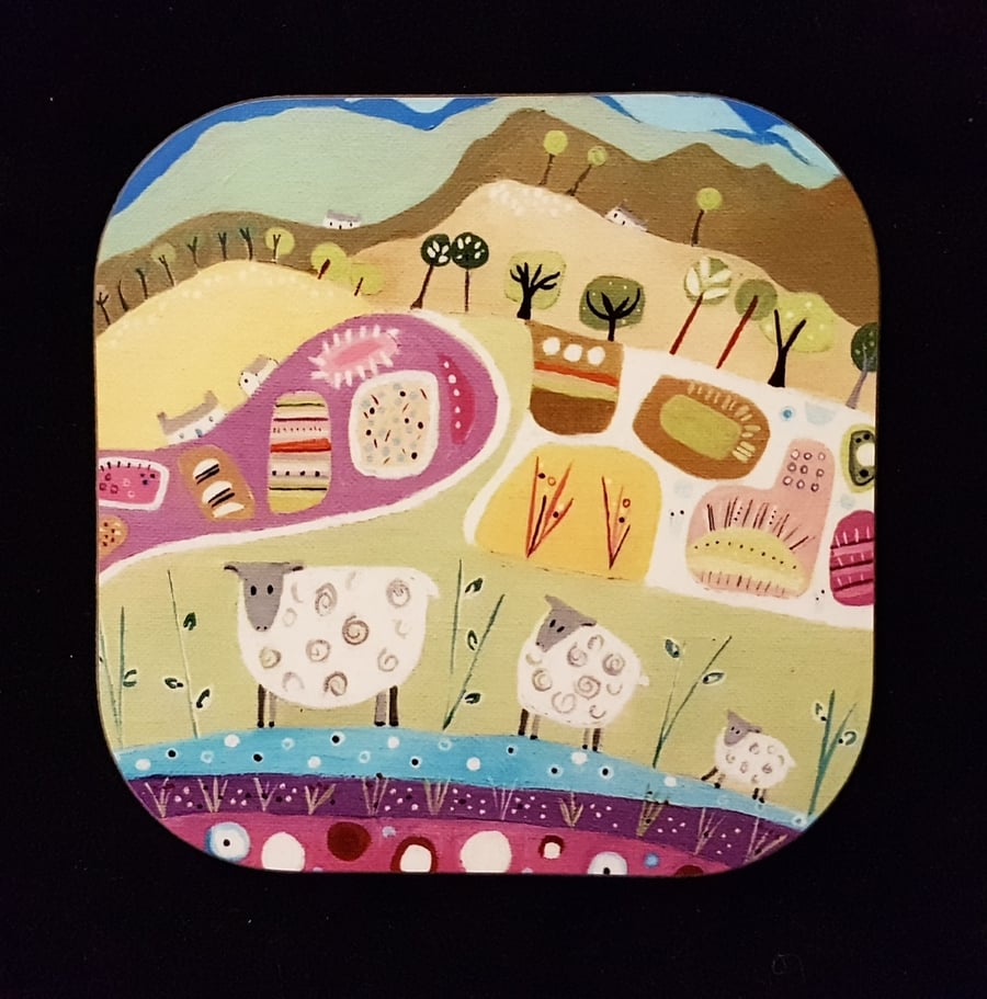  Coaster from original artwork with Sheep